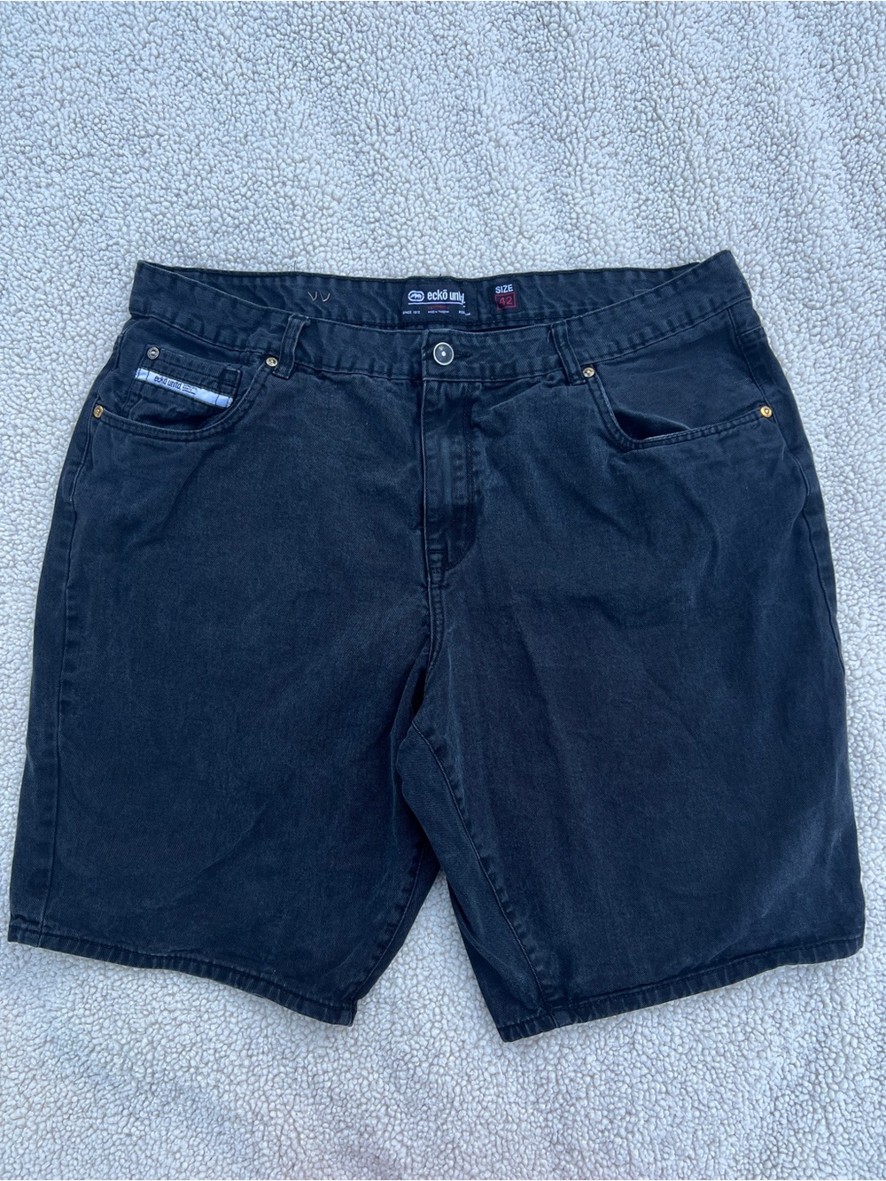 Ecko Jorts Shorts Mens 42 Black 759 Relaxed Fit Denim Jean Baggy Y2K Skater